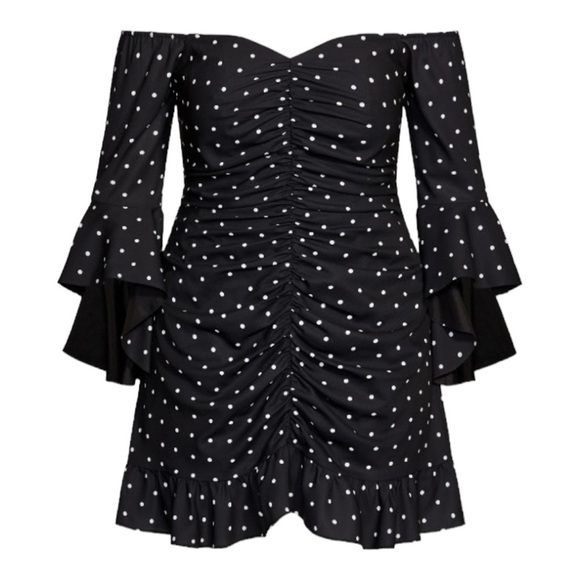 City Chic Aria Spot Off the Shoulder Minidress in Size Large(20) - Picture 1 of 4